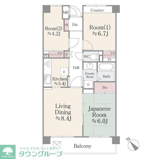 アポロハイツ(3DK/6階)の間取り写真