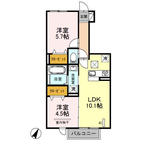 ルミナステラス(2LDK/1階)の間取り写真