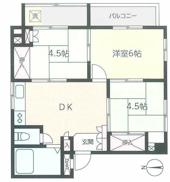 三港マンション(3DK/3階)の間取り写真