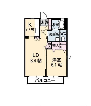 シャ一メゾンココロ(1LDK/2階)の間取り写真