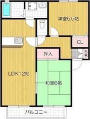 クィーンズヒルD棟(2LDK/1階)の間取り写真