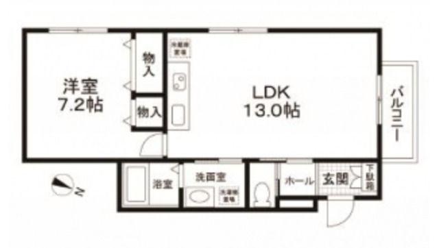 メゾンヤード(1LDK/2階)の間取り写真