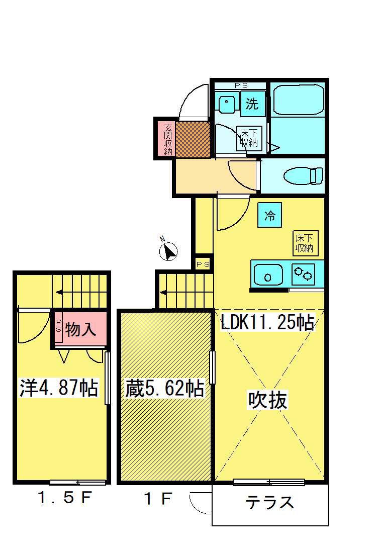 ヤマスアパートメント蔵(1LDK/1階)の間取り写真