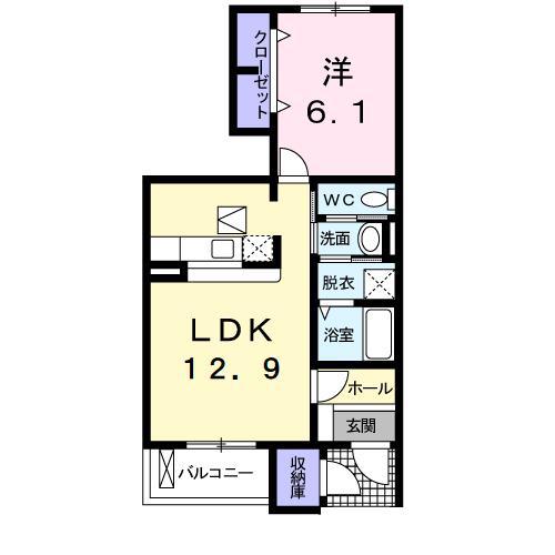 ハピリィメゾンB(1LDK/1階)の間取り写真