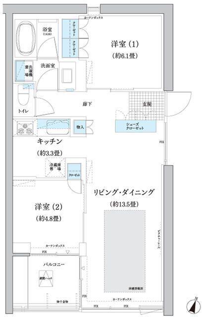 ガーデニエール砧 ウエスト(2LDK/1階)の間取り写真