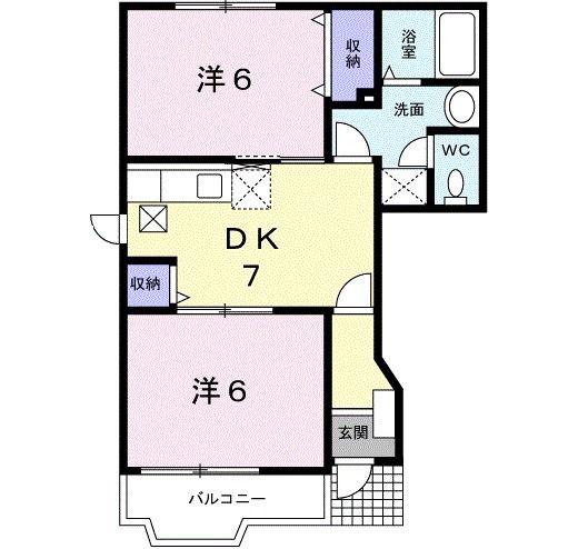 コータ・コートA(2DK/1階)の間取り写真