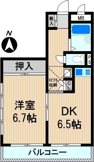 フレンドリーサイトウ(1DK/2階)の間取り写真
