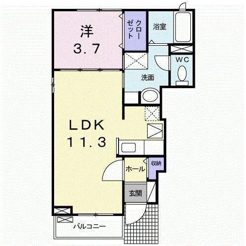 クレア春日(1LDK/1階)の間取り写真