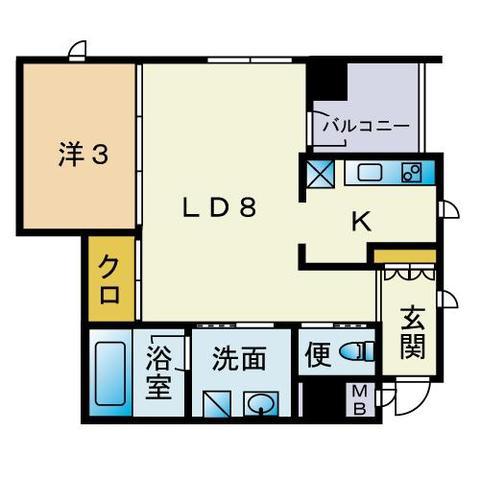 フォルトゥーナ薬院(ワンルーム/5階)の間取り写真
