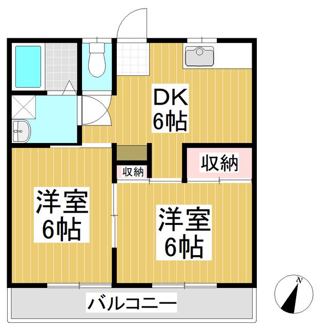 与良ハイツ(2DK/1階)の間取り写真