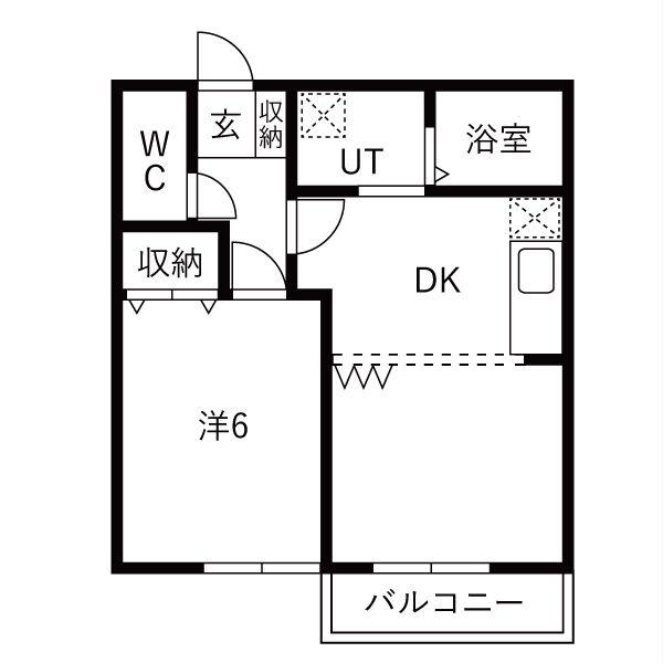 ガーデンヒルズ宮前(1LDK/1階)の間取り写真