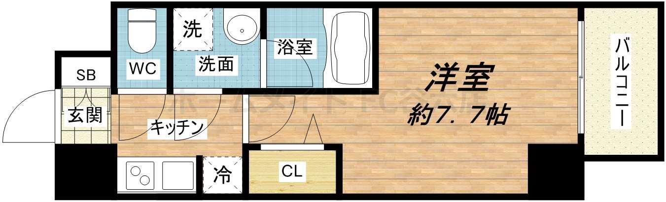 レジュールアッシュ大阪城ウエスト(1K/11階)の間取り写真