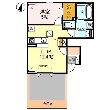 エクセレント上近江(1LDK/1階)の間取り写真