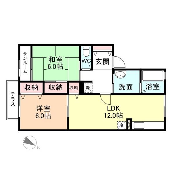 セジュール本郷新(2LDK/2階)の間取り写真
