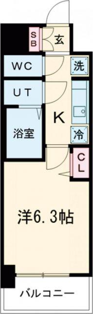 ファステート東大阪アダマス(1K/2階)の間取り写真