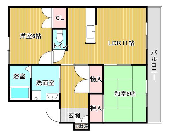 パセオ今田(2LDK/1階)の間取り写真