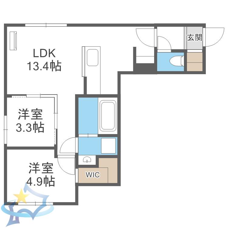 南13西7MS(2LDK/2階)の間取り写真