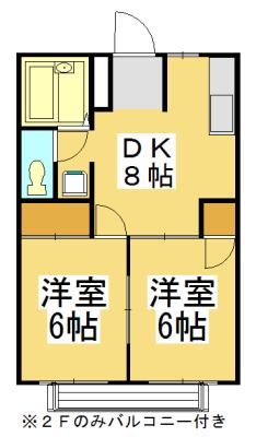 シティハイツ佐野(2DK/1階)の間取り写真