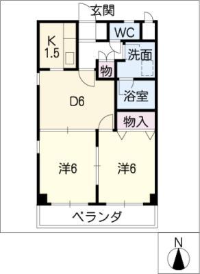 S・アビタシオン(2DK/4階)の間取り写真