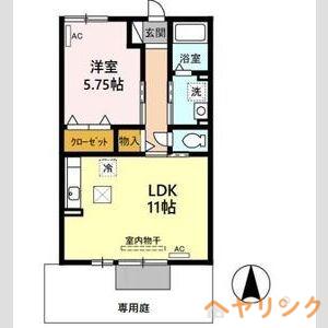 ロコ 光(1LDK/1階)の間取り写真