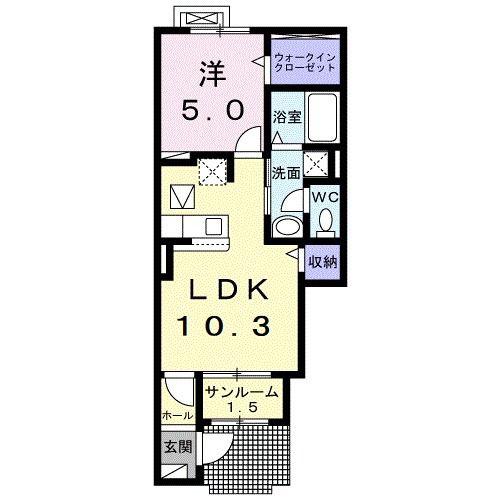 T´SハウスII(1LDK/1階)の間取り写真