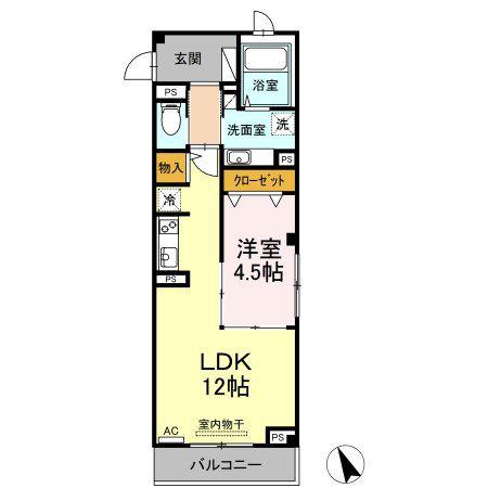 元貞坂S(1LDK/3階)の間取り写真