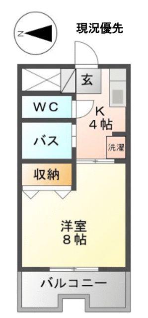コアクレスト上草柳Ⅲ(1K/1階)の間取り写真