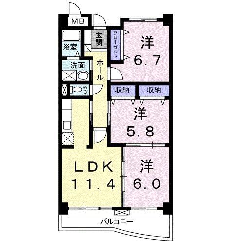 グランドレジデンス(3LDK/3階)の間取り写真