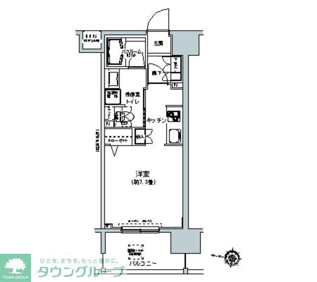 パークキューブ板橋本町(1K/12階)の間取り写真