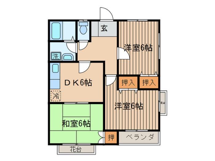 シャトル金山(3DK/2階)の間取り写真
