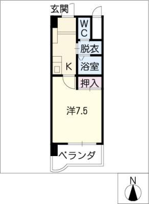 SIDE WING 401(1K/6階)の間取り写真