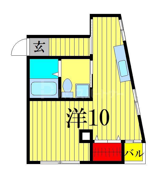 プラザ五番館(ワンルーム/2階)の間取り写真
