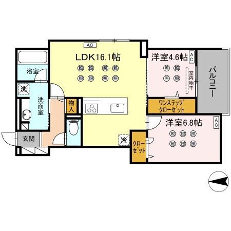 CREST COURT(2LDK/2階)の間取り写真