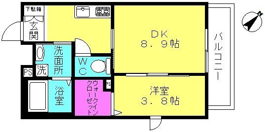 シャーメゾン東加古川(1DK/3階)の間取り写真