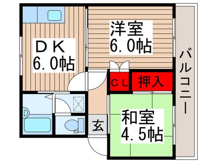 第5サンハイツ(2DK/2階)の間取り写真