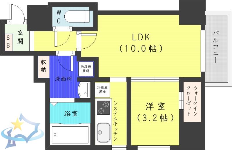 レガーロ札幌ステーション(1LDK/6階)の間取り写真