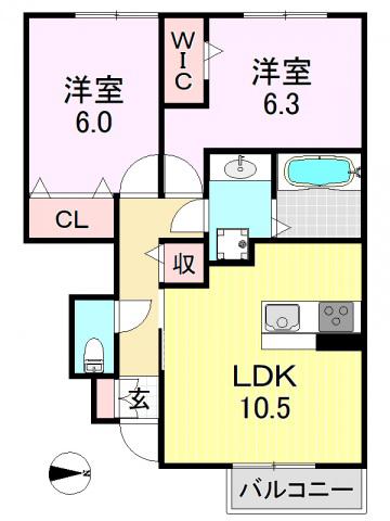サンハイム(2LDK/1階)の間取り写真