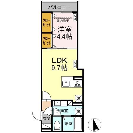 D BLESS横濱赤門通(1LDK/1階)の間取り写真