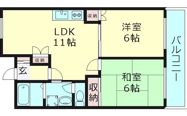 パラッツォ京橋(2LDK/4階)の間取り写真