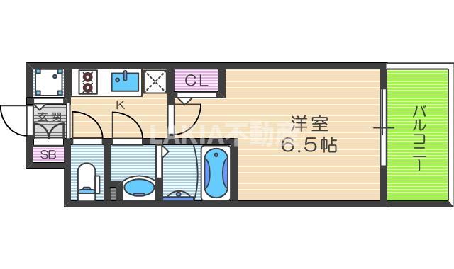 エスリード京橋桜ノ宮公園(1K/2階)の間取り写真
