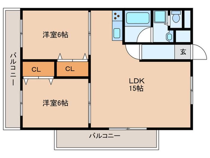 メゾン竹原(2LDK/6階)の間取り写真