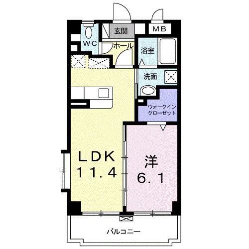 ブリーゼ 蔵(1LDK/4階)の間取り写真
