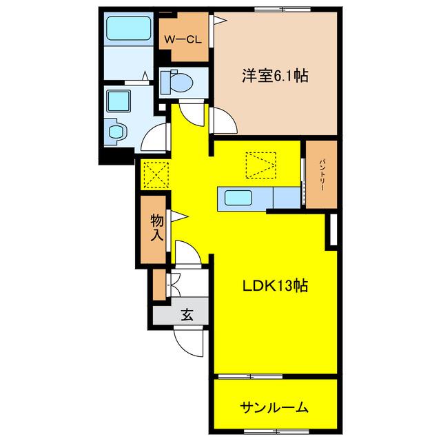 ドミールアサノC(1LDK/1階)の間取り写真