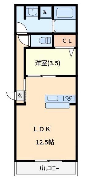 ノーブルパレス四谷(1LDK/1階)の間取り写真