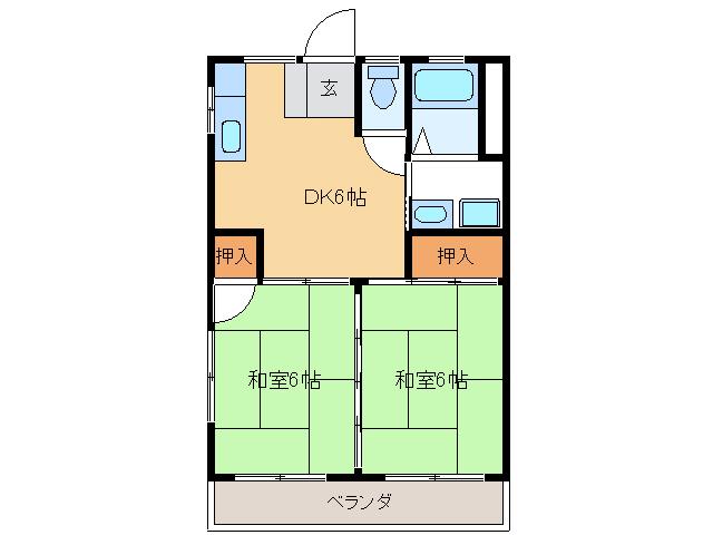 タナハシコーポ(2DK/2階)の間取り写真