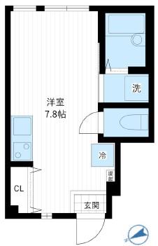D114(ワンルーム/1階)の間取り写真