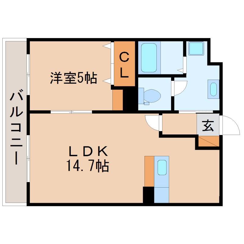 キーウエスト(1LDK/1階)の間取り写真