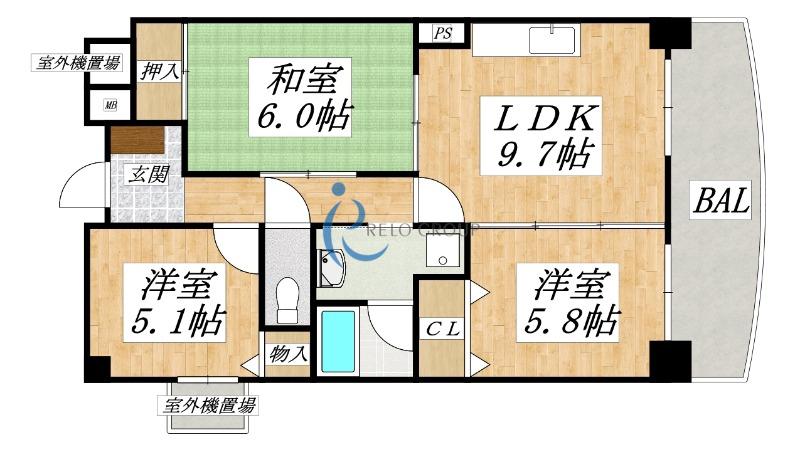 シェルブラン(3LDK/6階)の間取り写真