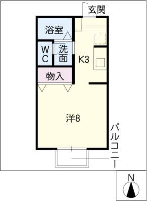 ミヒロハイツ パートV(1K/2階)の間取り写真