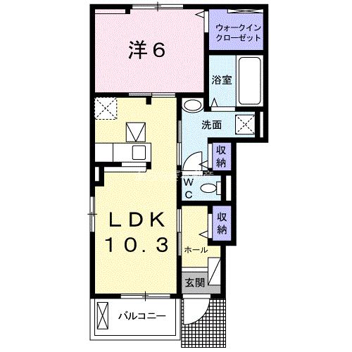 ルイール佐鳴台(1LDK/1階)の間取り写真